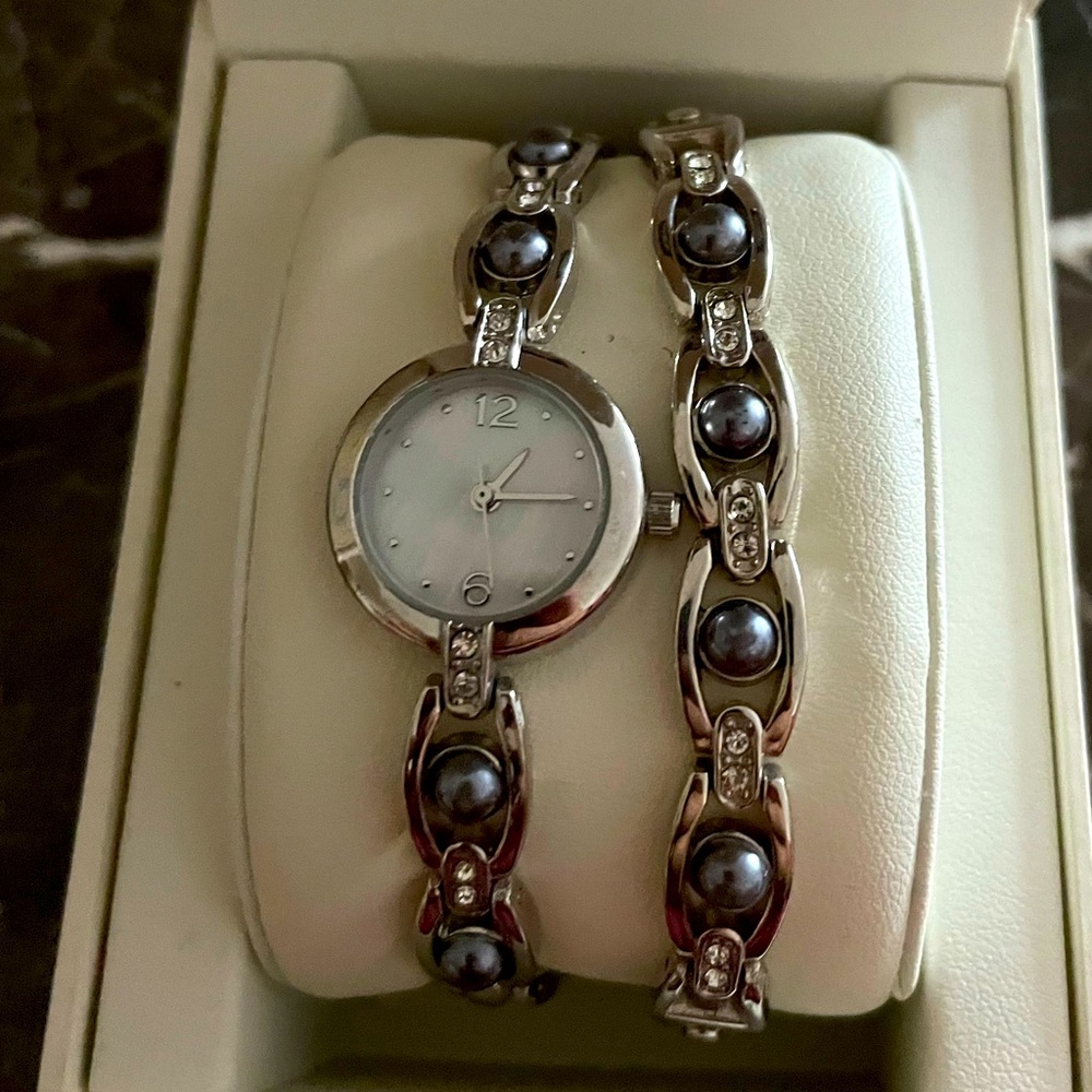 Watch and Bracelet Matching Set Like New never worn Gorgeously Beautiful..